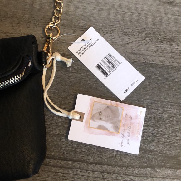 Jessica Simpson Penelope Faux Leather Clutch Color Meteorite + Gold Chain NWT - Picture 2 of 12